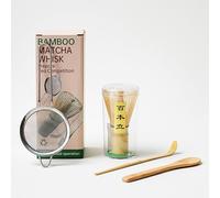 4-Piece Matcha Tea Tool Set - Handmade Bamboo Whisk, Scoop, Ceramic Whisk Holder & Tea Spoon - Japanese Matcha Accessories for Tea Lovers (No Sifter)