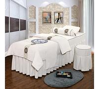 4-piece Microfiber Massage Table Sheet Set,Solid Color Massage Table Skirt For Beauty Facial Bed Bedding Breathable Reusable