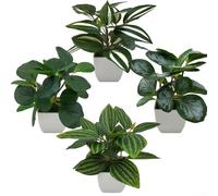 4 Piece Mini Artificial Potted Plants Indoor Small Faux Greenery Decorative for Living Room Bedroom Office Desktop Windowsill Decoration