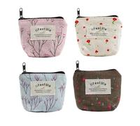 4-Piece Mini Fabric Wallet Set, Women's Travel Wallet - Small Zip Bag, Cosmetic Bag Can Store Coins and Cards