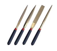 4-Piece Mini Needle File Set, Titanium Coated, Metal Polishing & Deburring Tools for DIY, Hobby, and Workshop