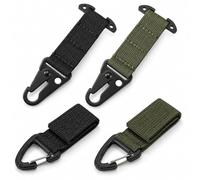 4-Piece MOLLE Hanger Set with T-Bar Clips and Webbing Carabiner Loops | Quick-Detach MOLLE Hanger Kit with Nylon Webbing Spring-Gate Loops Low-Profile Design for Small Gear