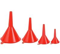 4 Piece Multipurpose Plastic Funnel Set Graduated Sizes for Kitchen Garage Automotive Oil and Garden Heavy Duty Red PP Funnel Kit for Filling Bottles Jars and Containers
