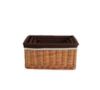 4-Piece Natural Wicker Storage Baskets Set - Stackable Rattan s with Removable Linen Liners for Home, Nursery & Bathroom - Perfect for Easy nization (4 Sizes)