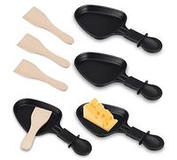4-Piece Non-Stick Coating Mini Squeegee Set with 4 Wooden Scoop Portable Baking Tray for Melted Cheese Fried Egg (Triangle)