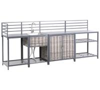 Beliani 4 Piece Outdoor Kitchen Set With Sink Mirador Grey Pe Rattan