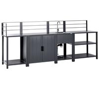 Beliani 4 Piece Outdoor Kitchen Set With Sink Viggiano Graphite Grey Metal