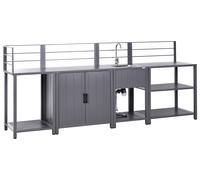 4 Piece Outdoor Kitchen Set with Sink VIGGIANO Metal Grey