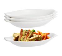 4 Piece Oval Au Gratin Baking Dishes Set, 8 X 4 In Ceramic Banana Split Boats, Oven & Microwave Compatible Mini Casseroles With Handles