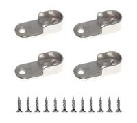 4-Piece Oval Wardrobe Rail Brackets ,Nickel Plated Silver with Screws, 3-Hole End Supports, 15mm Wide