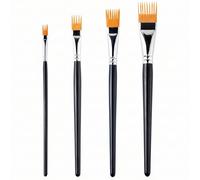 4-Piece Paint Brush Comb Set, Professional Artist Paint Brushes with Nylon Bristles and Wood Handle for Acrylic, Oil & Watercolor Painting, Create Natural Textures