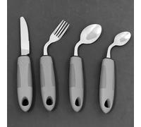 4-Piece Parkinson Cutlery, Adaptive Cutlery Set, Anti-Shake, 42° Angled Fork and Spoon, Weighted Cutlery for Tremor for Disabled People Parkinson's Patients Elderly (L-Hand)