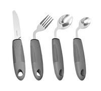 4-Piece Parkinson Cutlery, Adaptive Cutlery with Non-Slip Handles, Easy to Grip, Ergonomic Senior Cutlery for Disabled, Arthritis, Parkinsons, Elderly People with Tremors (Type B)