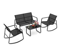 4 Piece Patio Rocking Set Outdoor Rocker Chair Conversation Set