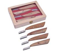 4-Piece Pet Stripping Knife Set, Stainless Steel Right Handed Design, Wooden Handle Carding Combs for Dog, Cat, Fox and Terrier Grooming with Box, S Fine, Fine, Medium & Coarse Sizes