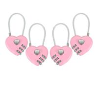 4-Piece Pink Padlock Set, Heart-Shaped Combination Lock