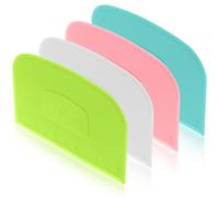 4 Piece Plastic Dough Scraper Bowl Scraper Flexible Multipurpose Food Scraper Plastic Dough Cutter for Bread Cake Dough Fondant Icing (White, Green, Blue, Pink)