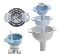 4-Piece Plastic Funnel Set, 3 Sizes with Removable Filter for Kitchen, Ideal for Oils, Flour and Bottle Filling