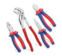 4-Piece Pliers Set, 245 mm Water Pump Pliers, 160 mm Long Nose Plier
