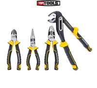 TOUGH MASTER 4-Piece Pliers Set Professional Quality Including 10'' Water Pump Plier, 6" Needle Nose Plier, 6" Diagonal Cutting Plier & 7" Combination Plier (4-Piece Plier Set)