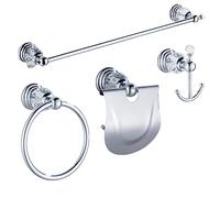 4-Piece Polished Brass & Crystal Bathroom Accessory Set - Wall-Mounted Towel Bar & Paper Holder - Elegant Bathroom Hardware for Stylish Decor (Color: D)