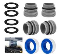 4-Piece Pool Hose Adapter Set for Pool Pump, Hose Adapter Pool, Pool Hose Adapter with Seal, for 40 mm to 1 1/2 Inch Hose, Compatible Conversion Kit for Intex, Coleman Filter Pumps