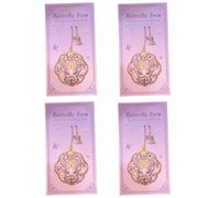 4 Piece Portable Butterfly Bookmarks Lightweight for Students Study and Reading Aid Colorful Bronzing Bookmarks with Chain Dream Butterfly Poetry Hollowed Book Clip