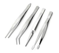 4-Piece Precision Tweezers Set, Professional Stainless Steel Self-Locking & Anti-Static Craft Tweezers for Jewellery Picking, Electronics Repair, Model Building, Soldering, Stamps and DIY Hobby Tools
