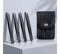 4-Piece Precision Tweezers Set - Rust-resistant, unisex, multifunctional design; ideal for eyebrow grooming and hair removal. (one)