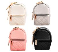 4-Piece Quilted Nylon Mini Backpack Purse Set for Women, Small Travel Pouch, Zippered Clutch Bag in 4 Colors