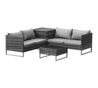 4-Piece Rattan Garden Sofa Set PE Rattan Mixed Grey 132x69x64cm Cushions Storage