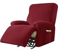 4-Piece Recliner Slipcover with Pockets, Soft Stretch Cover for Recliner, Washable and Removable Furniture Protector for Home Decor (#45)