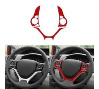 4-piece Red Carbon Fibre Steering Wheel Cover Set for Honda For Civic 2013-2015 - Interior Trim Upgrade Direct-fit No Tools Required For Deluxe Matte Finish