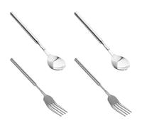 4 Piece Retractable Cutlery, Retractable Cutlery with Long Handles, Stainless Steel Fork and Spoon Set, Reusable Cutlery Set, Portable Cutlery Set
