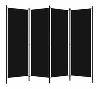 4-Piece Room Divider Black Freestanding 200 x 180 cm Foldable with Fabric Shade, Ideal as a Screen, Privacy Screen, Divider for Living Room, Bedroom, Office, Indoor and Outdoor Use