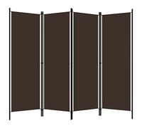 4-Piece Room Divider Brown with Fabric and Powder-Coated Iron Frame 200 x 180 cm Freestanding Foldable as a Screen Divider Privacy Screen for Living Room Bedroom Office