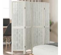 4-Piece Room Divider Screen White Paulownia Solid Wood with Willow Branches, Foldable, Freestanding, 140 x 160 cm, Privacy Screen Divider for Living Room, Bedroom, Office