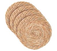 4 piece round natural Rattan woven placemats set, 20 cm plate coaster Mats | rustic Farmhouse vintage round placemats, heat resistant and non-slip Wicker Placemat, for kitchen, dining table décor
