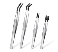 4-Piece Rubber Tweezer Set, PVC Coated Tweezers, Rubber Fine Tip Tweezers, Rubber Flat Tip Tweezers