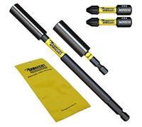4 Piece SabreCut SCRK1 Magnetic 60mm and 152mm Professional Impact Bit Holders with 2 x 32mm PZ2 Screwdriver Impact Bits