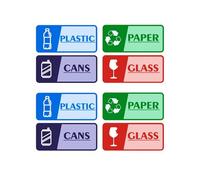 4-Piece Self-Fading Waste Sorting Labels for Public Areas and Home Use with Recycling Stickers 8PCS (White, 15x7cm)