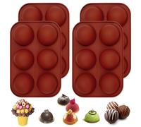 4-Piece Semi Sphere Chocolate Moulds, 5cm Round Silicone Moulds, 6-Cavity Hot Chocolate Bomb Mould, Non-Stick, BPA-Free, for Making Cake, Jelly, Dome