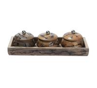 4-Piece Serving Tray Candle Tray Table Decor Tea Tray Wooden 30cm Garden