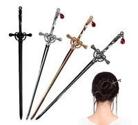 4-Piece Set: Antique-Inspired Sword Chopsticks as Hair Sticks, Chinese-Style Bun Accessories, Vintage Flower Design, Perfect for Women & Girls, Unique Gift Idea