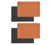 4-Piece Set Coasters Faux Leather 45 X 30 Cm Black & Brown Reversible Table Mats