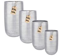 4-Piece Set Flower Pot Decor Vase Silver Aluminum 81cm Handmade Modern