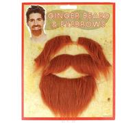 4-Piece Set - Ginger Beard and Eyebrow Stick On Beard and False Moustache - Halloween Fancy Dress Costume Accessory for Men and Women - Bundled by GetInStyle Shop