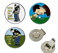 4-Piece Set Golf Accessories, Golf Ball Markers, Happy Gilmore, Ball Marker, With Magnetic Hat Clip For Golf Gloves Hats Bags Caps Visor Belt Pocket Lot,Golf Ball Marker For Fathers Day Birthday Gift