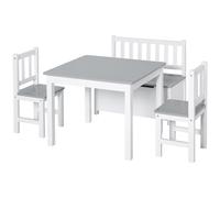 4-Piece Set Kids Wood Table Chair Bench Storage Function for 3 Years+ HOMCOM