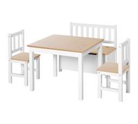 4-Piece Set Kids Wood Table Chair Bench Storage Function for 3 Years+ HOMCOM